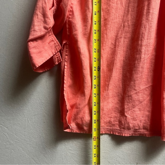 Valerie Stevens 100% Linen Button-Up Tunic Shirt Sz L - Picture 5 of 6